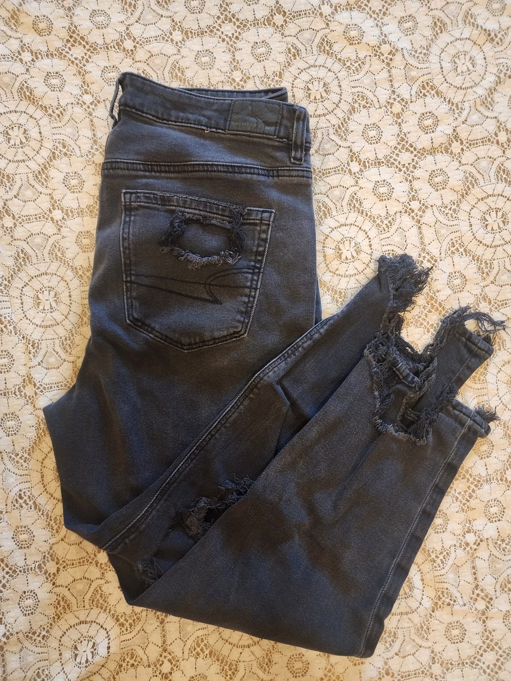 Black Amwrucan Eagle Strigid Distressed Women's Skinny Jeans